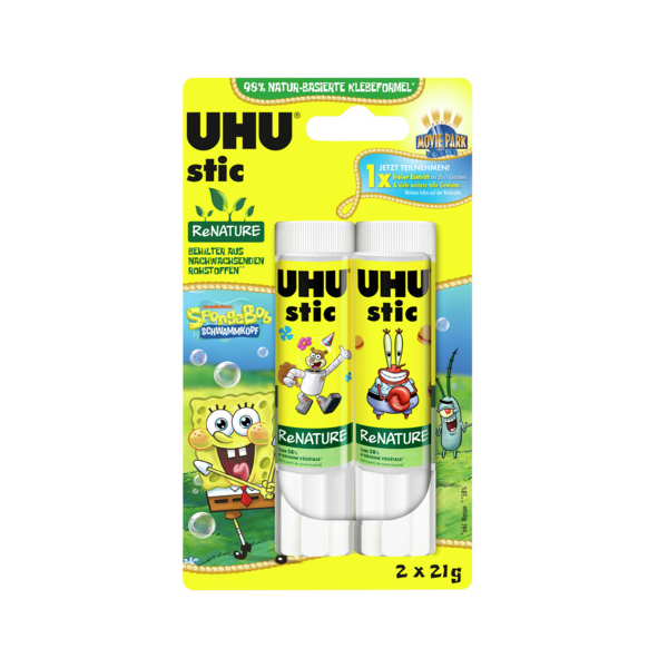 UHU stic ReNATURE SpongeBob Schwammkopf Klebestifte 21,0 g, 2 St.