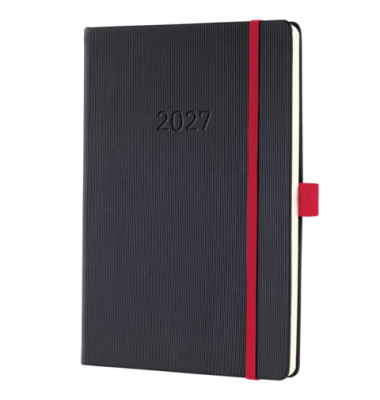 Buchkalender C2708, Conceptum, schwarz, rot, 1 Woche / 2 Seiten, 14,8x21,3cm (ca. A5), 2027