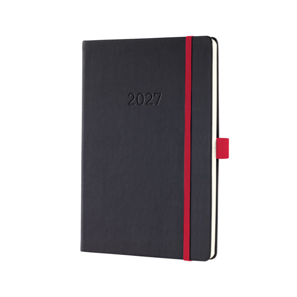 3 Stück Sigel Buchkalender C2708, Conceptum, schwarz, rot, 1 Woche / 2 Seiten, 14,8x21,3cm (ca. A5), 2027 4004360766220 Sigel