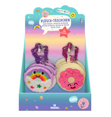 Pl&uuml;sch-T&auml;schchen mit Karabiner Happy Day