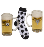Geschenkset Fu&szlig;ball Glas u. Socken