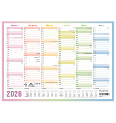 Tafelkalender A4 2027 quer Rainbow