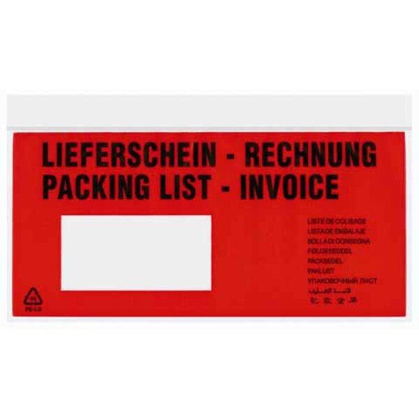 MD Lieferscheintaschen 10030400250 Din Lang LIEFERSCHEIN - RECHNUNG selbstklebend  4255704306941 MD 1000 Stück