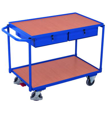 Tischwagen 2Fl&auml;chen 2Schub 1175x625x850mm&nbsp;bl