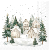 Weihnachtlicher Motivserviette 25x25cm H&auml;user