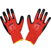Strickhandschuhe, Soft-Latex, rot/schwarz, Gr&ouml;&szlig;e 9