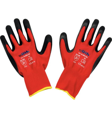 Strickhandschuhe, Soft-Latex, rot/schwarz, Größe 9