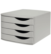Schubladenbox Re-Solution, mattgrau, 4 Sch&uuml;be geschlossen, 100 % recyceltes Polypropylen, f&uuml;r Formate bis 26 x 35 cm
