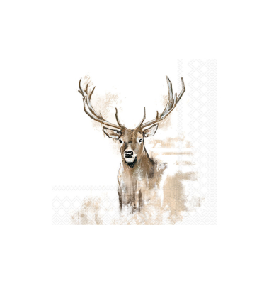 Weihnachtlicher Motivserviette 33x33cm Hirsch