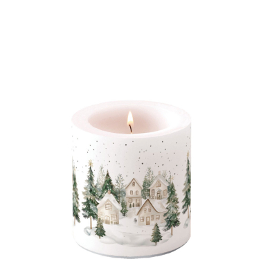 Weihnachtlicher Kerze 9cm verschneite H&auml;user
