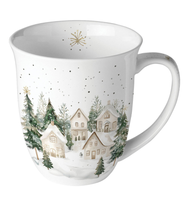 Weihnachtlicher  Kaffeebecher 0,4l H&auml;user