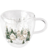 Weihnachtlicher Tee-Doppelglas 0,2l H&auml;user