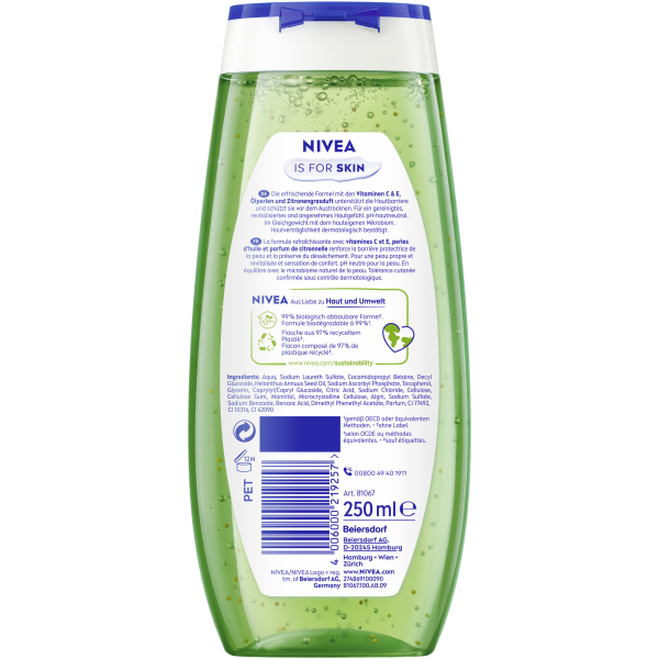 Nivea Duschgel 81067 Lemongrass & Oil, Zitronengras 4006000219257 Nivea 250 Milliliter