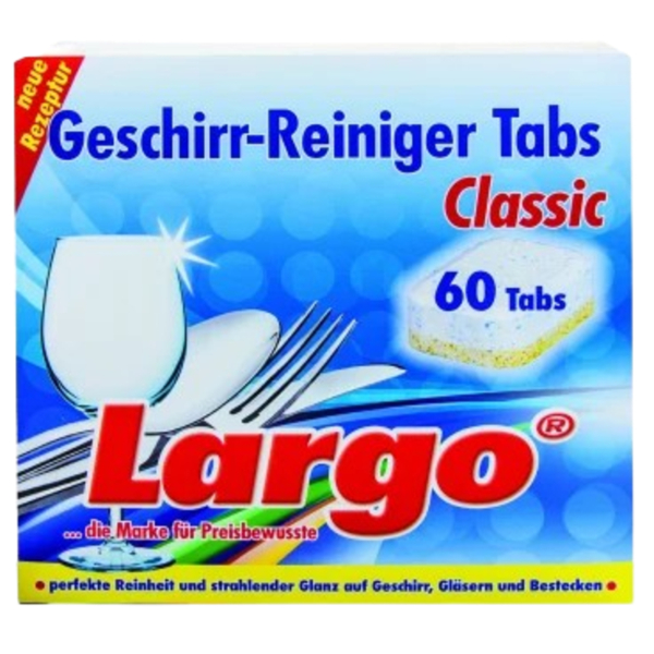 LARGO Geschirr-Reiniger Tabs Classic Faltschachtel wiederverschließbar 1 Packung = 60 Tabs à 18 g