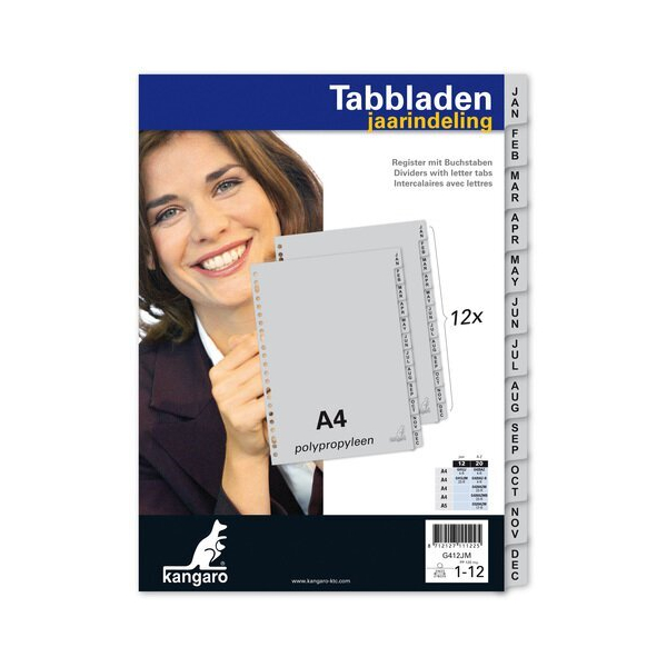 Register G412J DIN A4 12-teilig 4-fach Polypropylen Jan - Dez