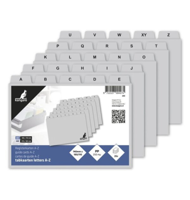 Leitkarten 148x100 PP grau A-Z 25tlg