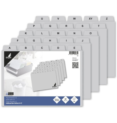 Leitkarten 210x150 PP grau A-Z 25tlg