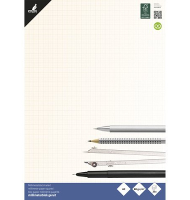 Millimeterpapier A3 80g Block 25 Blatt