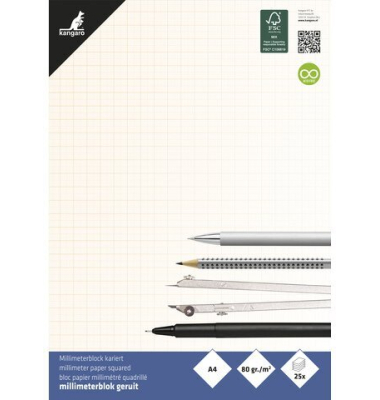 Millimeterpapier A4 Block 25 Blatt