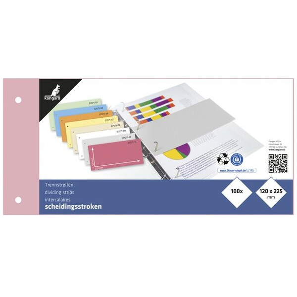 KANGARO Blanko Trennstreifen Spezial Pink Karton Rechteckig 2 Löcher 07071-13 100 Stück