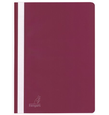 Schnellhefter Kangaro Standard-PP Einfarbig K-22050, A4, kirschrot, Kunststoff, -, Vorderdeckel transparent