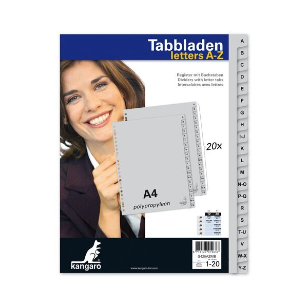 KANGARO Register G420AZMB DIN A4 20-teilig Perforiert Kunststoff A - Z