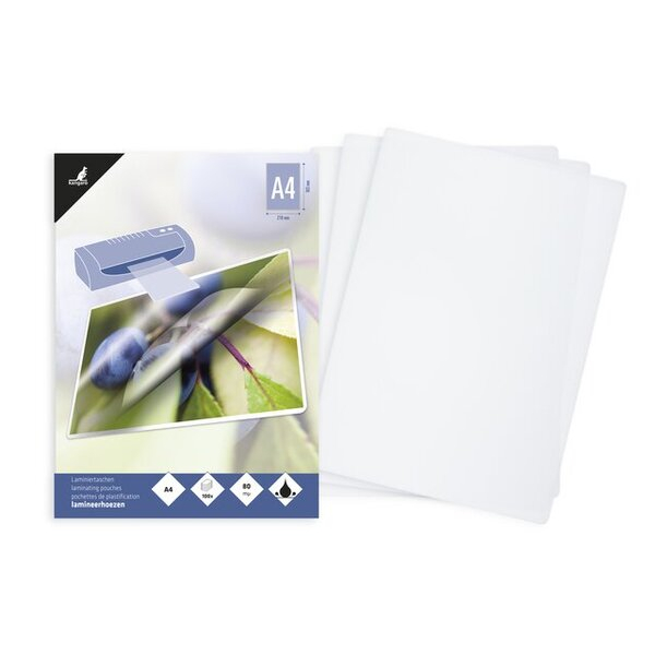Kangaro Laminierfolien K-16007, A4, 216x303mm (BxH), 80 mic, glänzend 8712127025157 Kangaro