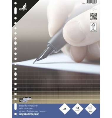 Ringbucheinlagen K-56012, kariert, A4, 60g, 23-fach-Lochung