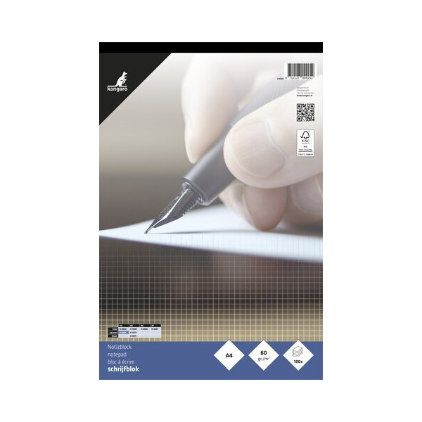 Kangaro Briefblock K-5514 / kariert, A4, 60g, blau, 100 Blatt 8712127049252 Kangaro