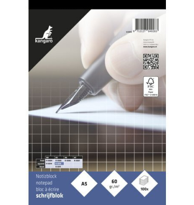 Briefblock K-5515 / kariert, A5, 60g, blau, 100 Blatt