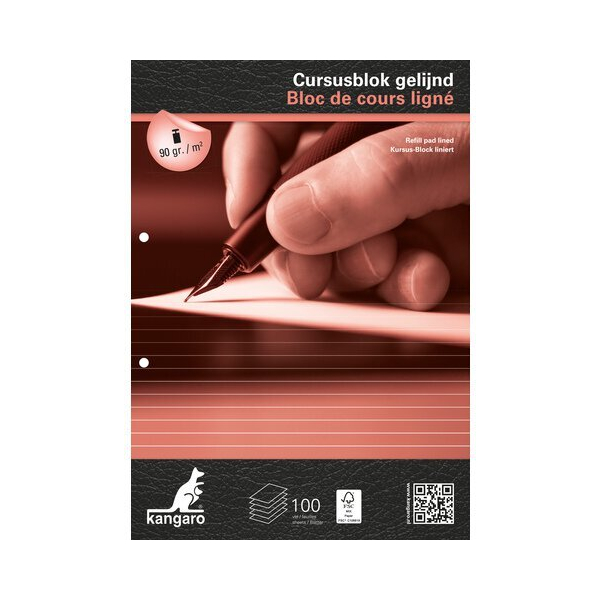 Kangaro Briefblock K-5401 / liniert, A4, 90g, schwarz/rot, 100 Blatt 8712127055581 Kangaro