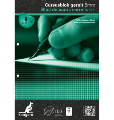 Briefblock K-5403, ohne / kariert, A4, 90g, schwarz/gr&uuml;n, 100 Blatt