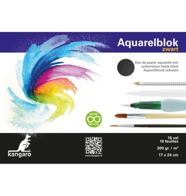 Aquarellpapier 24x17cm 300g 20Bl schwarz