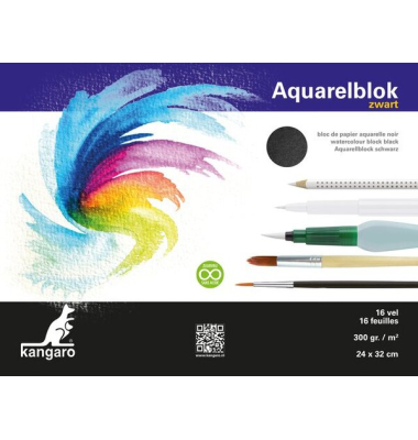 Aquarellpapier 24x32cm 300g 16Bl schwarz