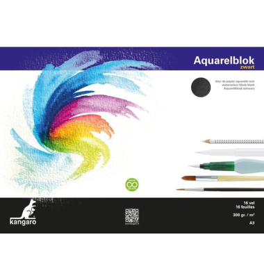 Aquarellpapier A3 300g 16 Blatt schwarz