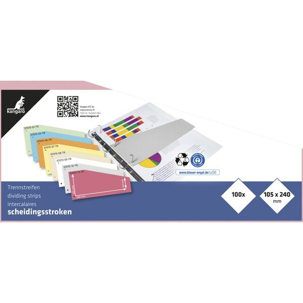 Kangaro Trennstreifen 07070-13-TR Trapez rosa 180g gelocht 24x10,5cm 8712127078269 Kangaro 100 Stück