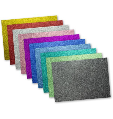 Glitzerpapier 25x35cm 300g 10Farben 10 Blatt