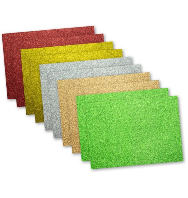 Glitzerpapier 25x35cm 300g 5 Farben 10 Blatt