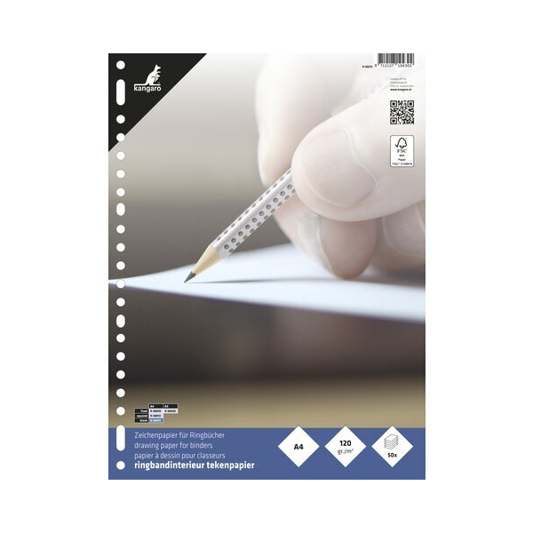 Kangaro Ringbucheinlagen K-56013, blanko, A4, 120g, 23-fach-Lochung 8712127104371 Kangaro