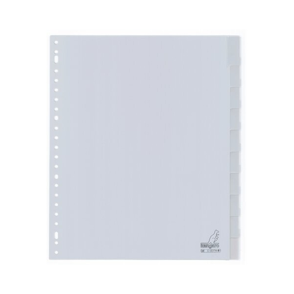 KANGARO Blanko Register DIN A4 Grau Transparent 10-teilig PP (Polypropylen) Rechteckig 23 Löcher G410FM-B