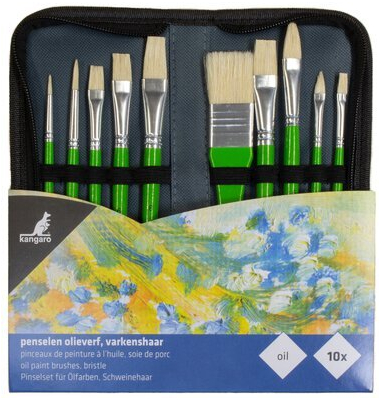 Pinselset &Ouml;l, K-840001, Gr&ouml;&szlig;en sortiert, flach & runde Spitzen
