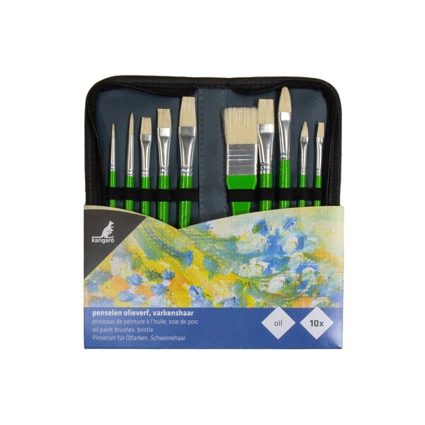 Kangaro Pinselset Öl, K-840001, Größen sortiert, flach & runde Spitzen 8712127116152 Kangaro