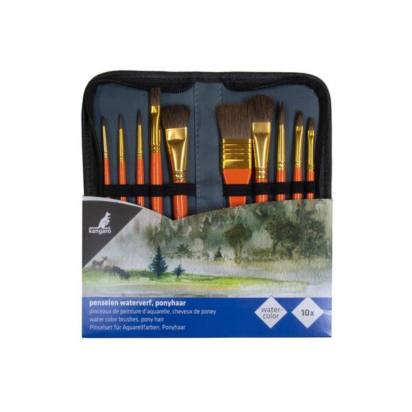 Kangaro Pinselset Aquarell, K-840002, Größen sortiert, flach & runde Spitzen 8712127116190 Kangaro