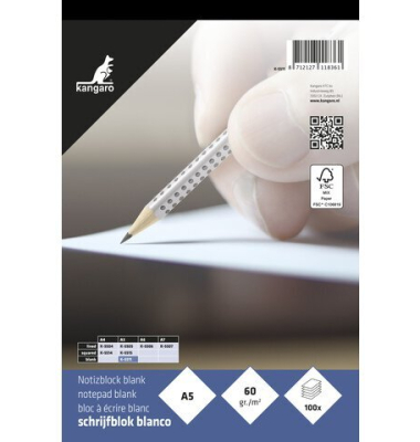 Briefblock K-5511 / blanko, A5, 60g, blau, 100 Blatt