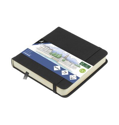 Skizzenbuch 12x12cm Schwarz HC 80Bl 140g