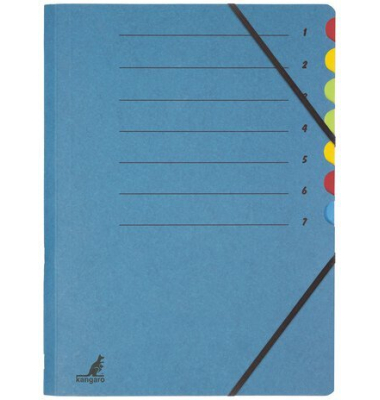 Ordnungsmappe Karton-Ordnungsmittel-Serie K-3010-7, 1-7, blau, A4, 7 F&auml;cher