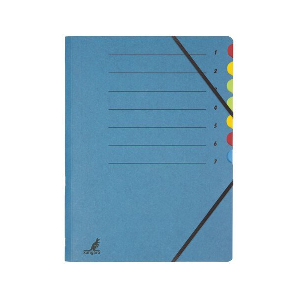 Kangaro Ordnungsmappe Karton-Ordnungsmittel-Serie K-3010-7, 1-7, blau, Din A4, 7 Fächer 8712127139168 Kangaro