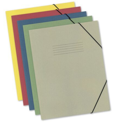 Eckspannmappe Elastomappen K-2077-99, A3 farbig sortiert Karton 300g, f&uuml;r ca. 80 Blatt (80 g/m&sup2;), mit 3 Einschlagklappen