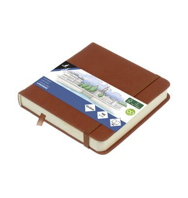 Skizzenbuch 12x12cm Cognac HC 80Bl 140g