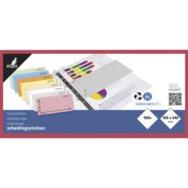 Kangaro Trennstreifen 07070-14 rot 180g gelocht 24x10,5cm 8712127161459 Kangaro 100 Stück
